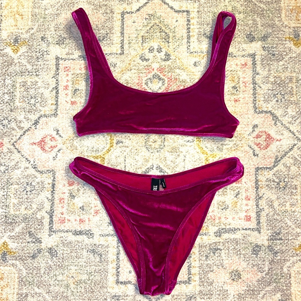 Velvet magenta Triangl Bikini - never been worn